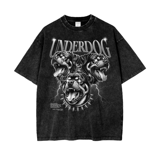 Underdog Black Acid Wash Oversize T-Shirt - 250 GSM