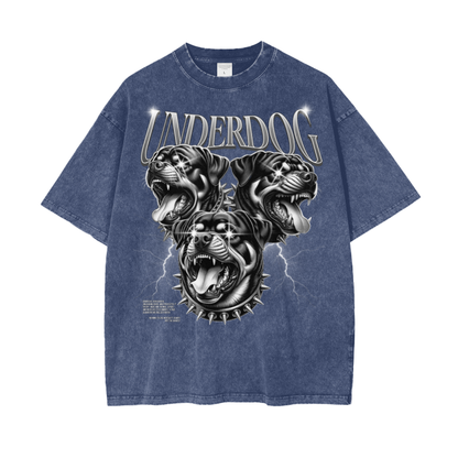 Underdog Blue Acid Wash Oversize T-Shirt - 250 GSM