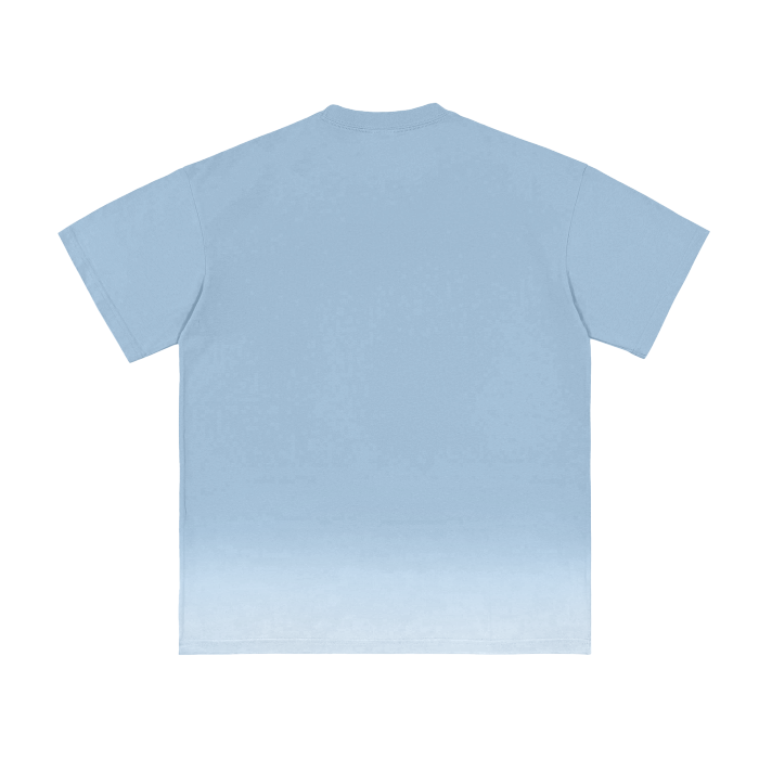 White Gradient on Blue Vintage Washed T-Shirt - 250 GSM