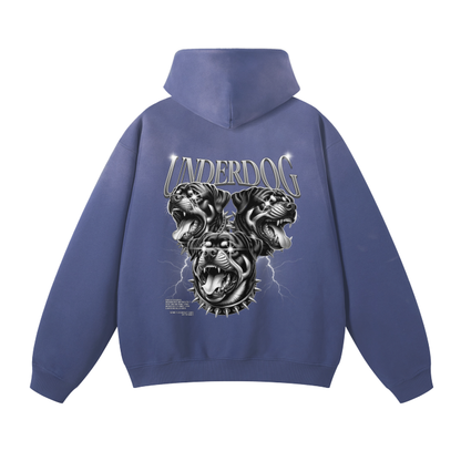 Underdog Denim Blue Monkey Washed Dyed Fleece Hoodie