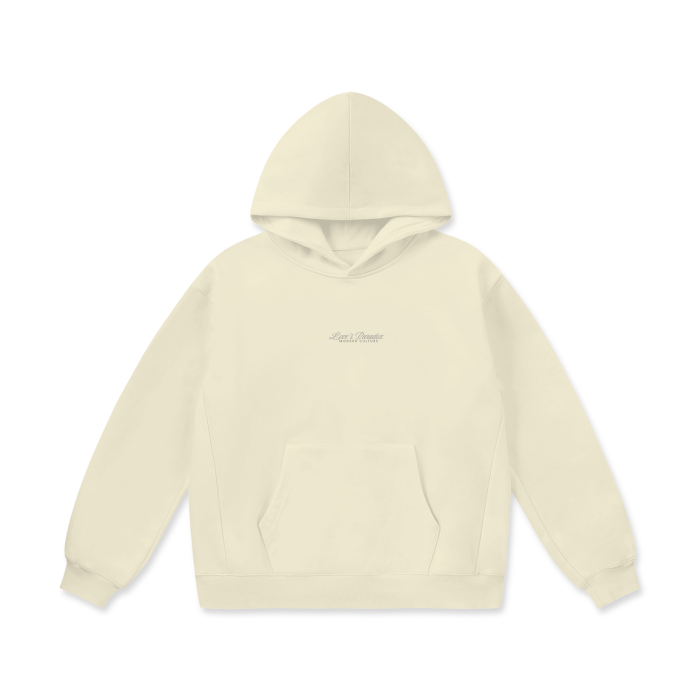 Cream White Oversize Heavyweight Fleece Hoodie - 460 GSM