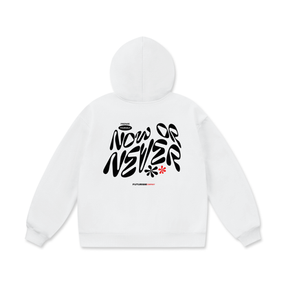 White Oversize Heavyweight Fleece Hoodie - 460 GSM